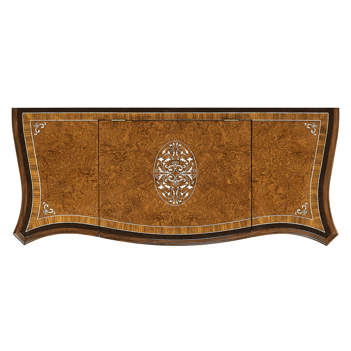 Burl & Mother of Pearl Dressing Table with Hinged Mirror