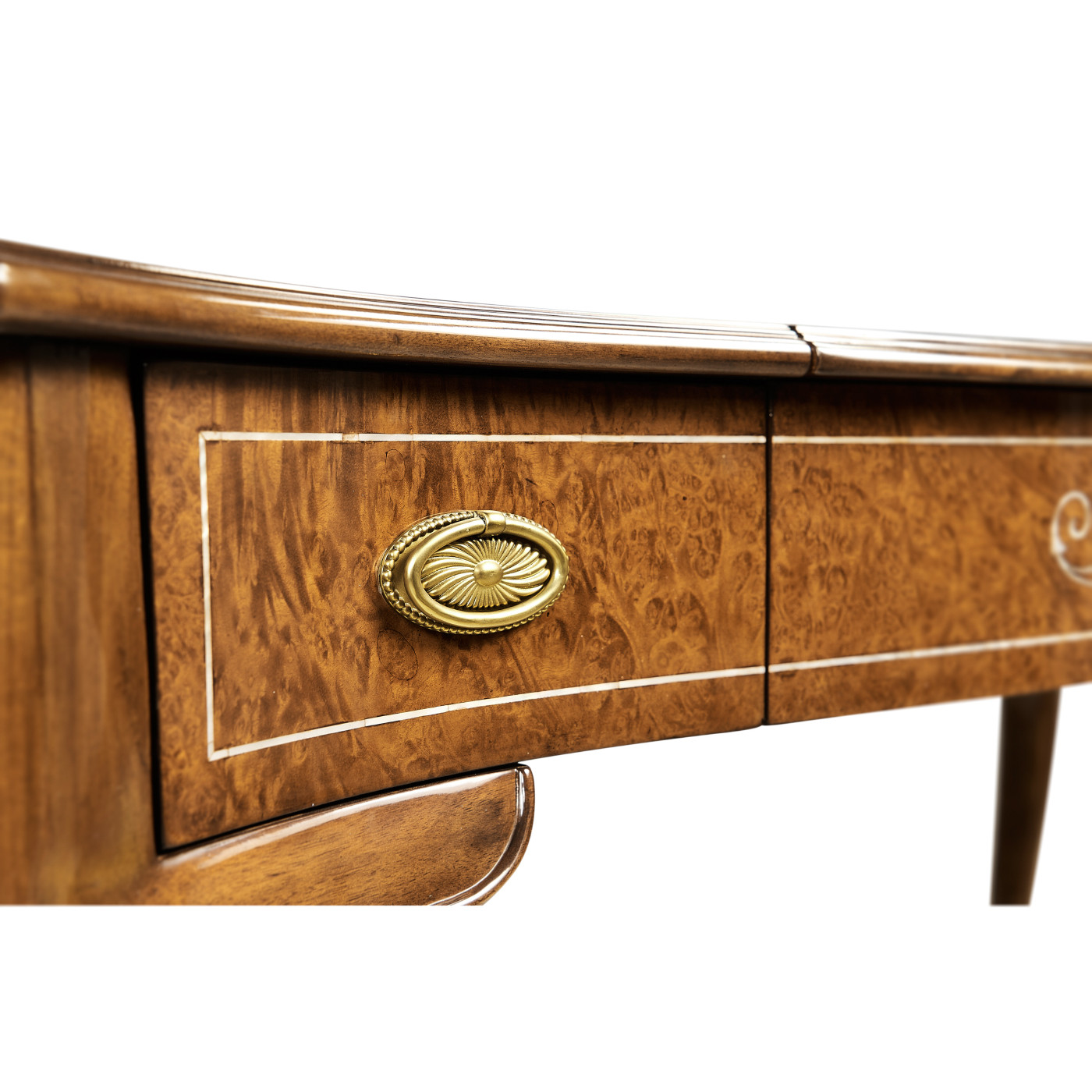 Burl & Mother of Pearl Dressing Table with Hinged Mirror