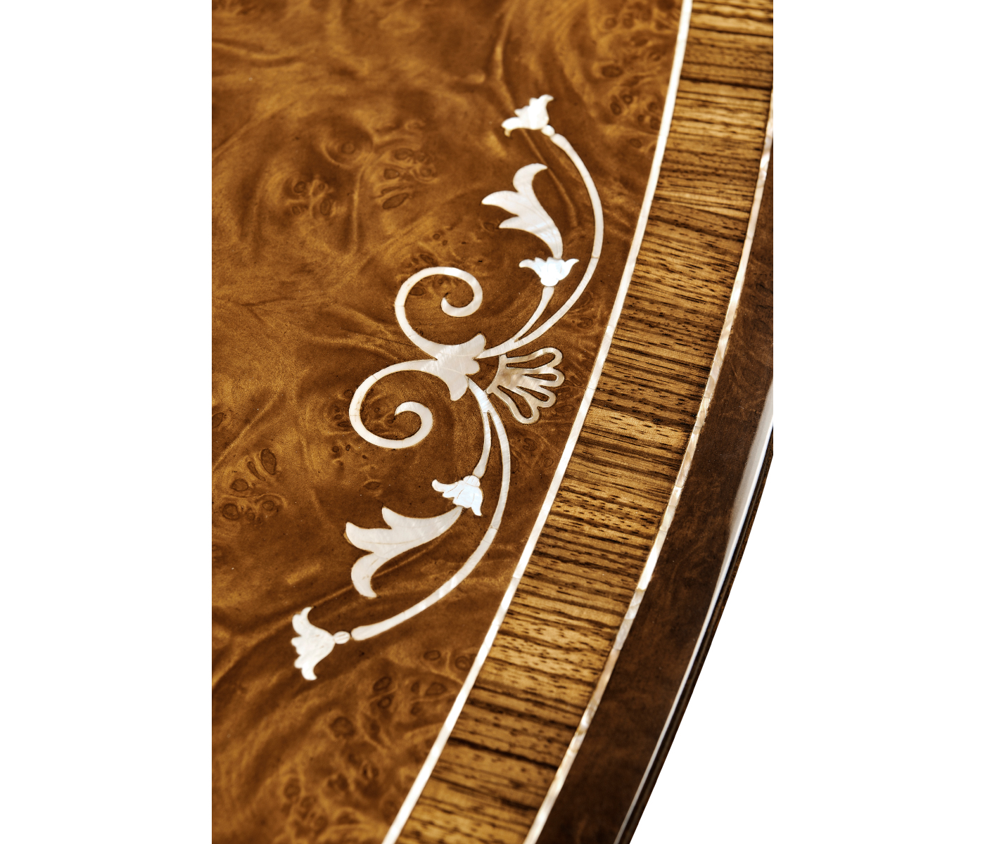 Burl & Mother of Pearl Oval Coffee Table