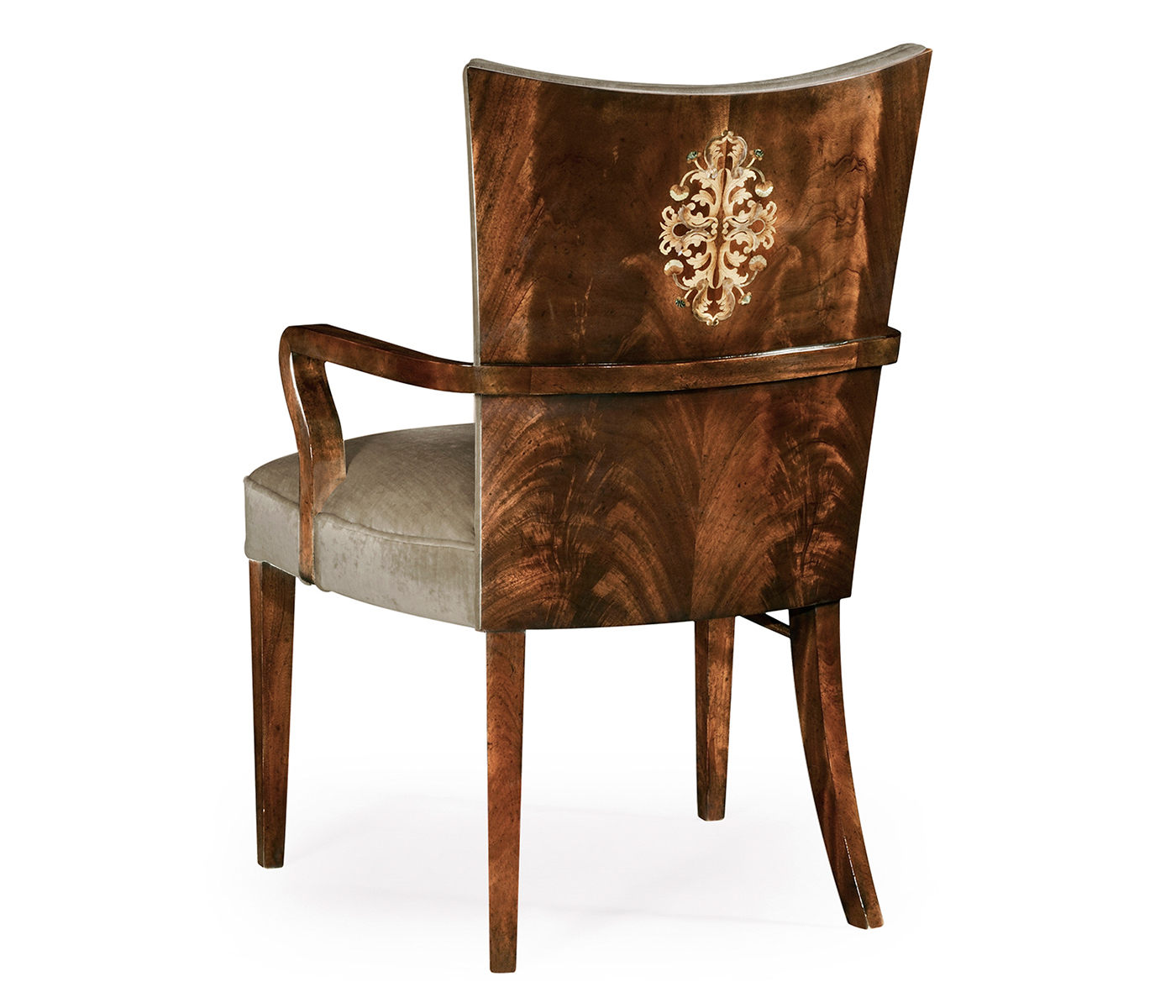 Biedermeier Style Dining Arm Chair with Fine Mop & Marquetry Inlay