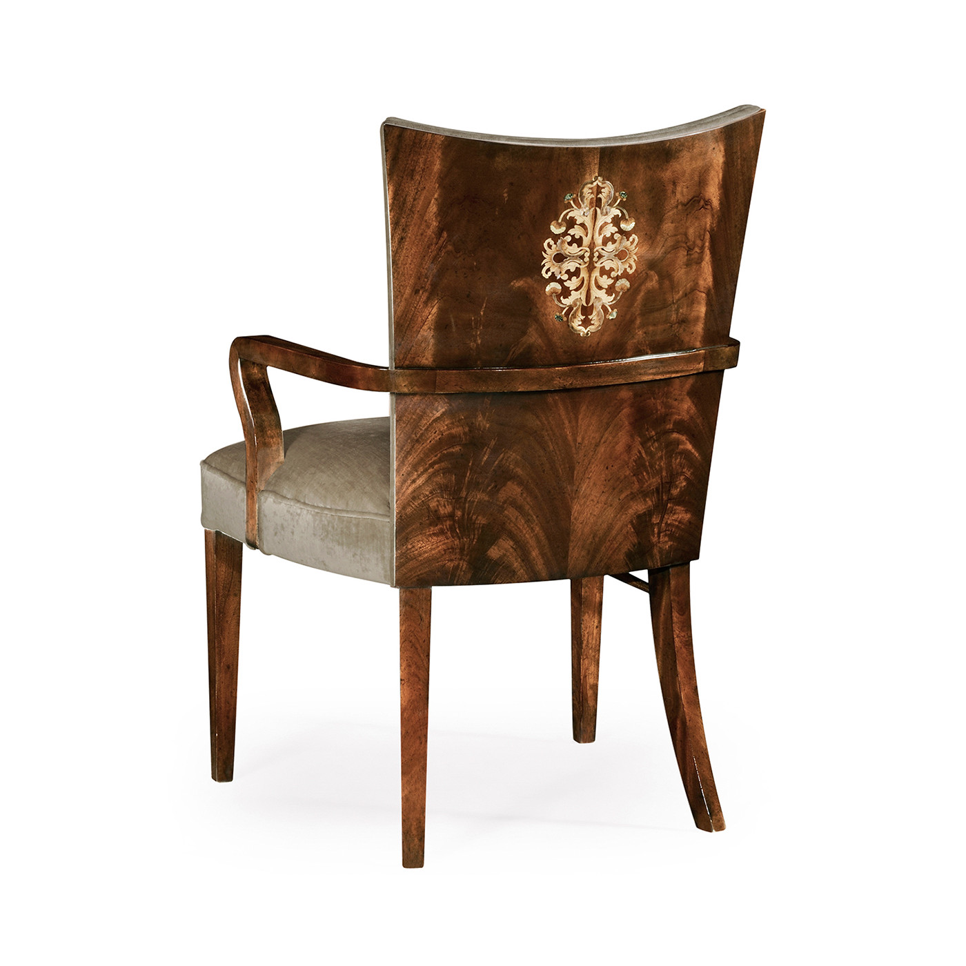 Biedermeier Style Dining Arm Chair with Fine Mop & Marquetry Inlay