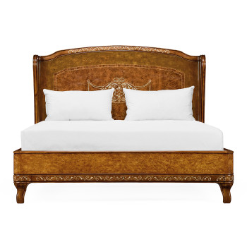 Louis XV Style Burl Walnut & Mother Of Pearl UK King Bed