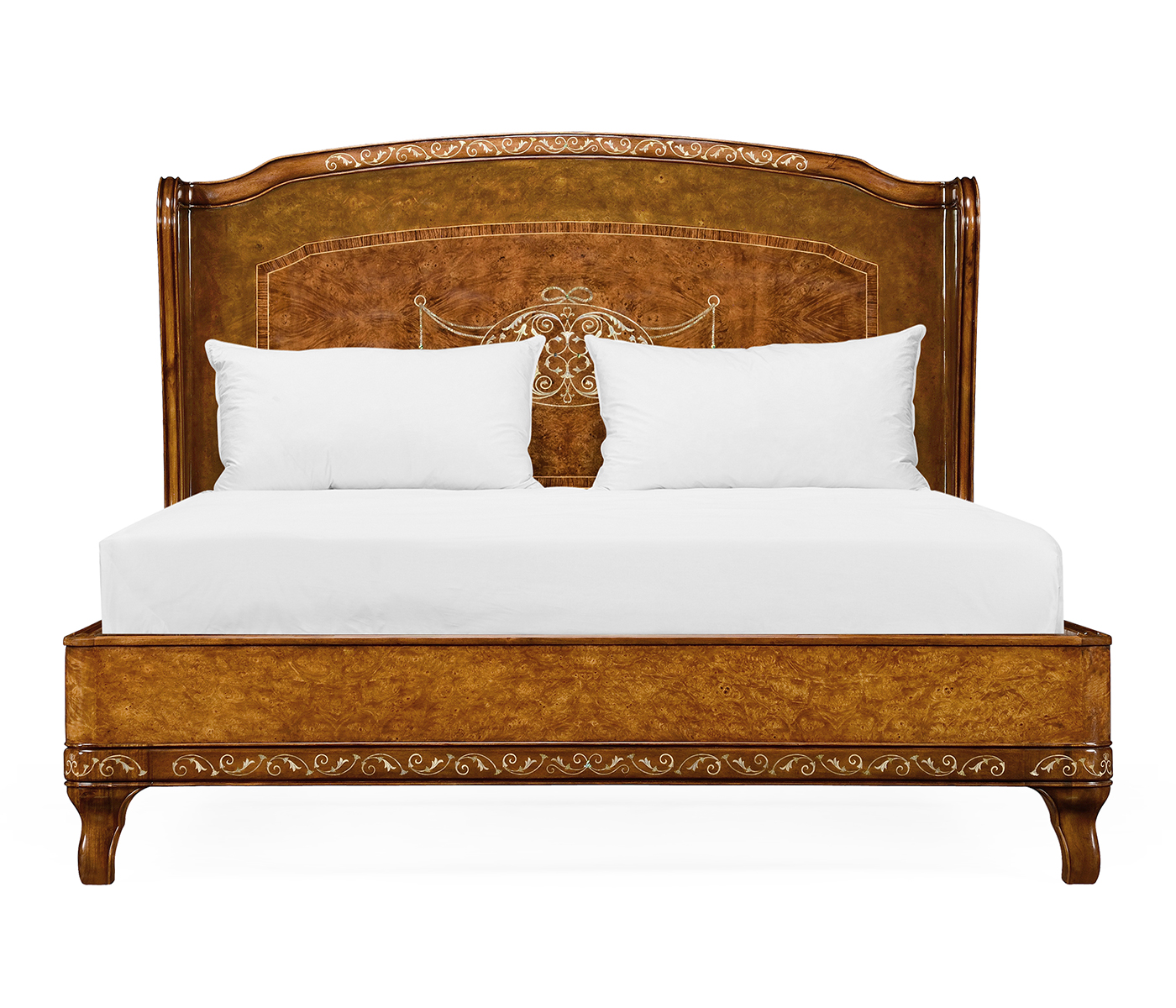 Louis XV Style Burl Walnut & Mother of Pearl US King Bed