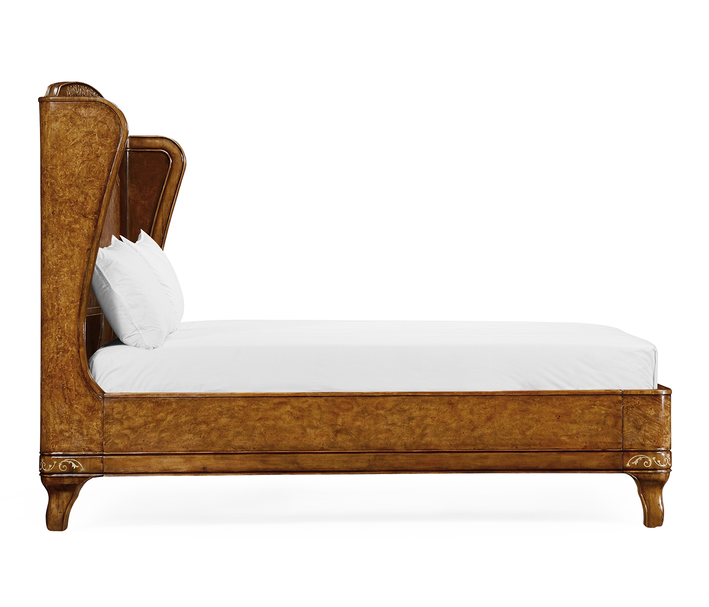 Louis XV Style Burl Walnut & Mother of Pearl US King Bed