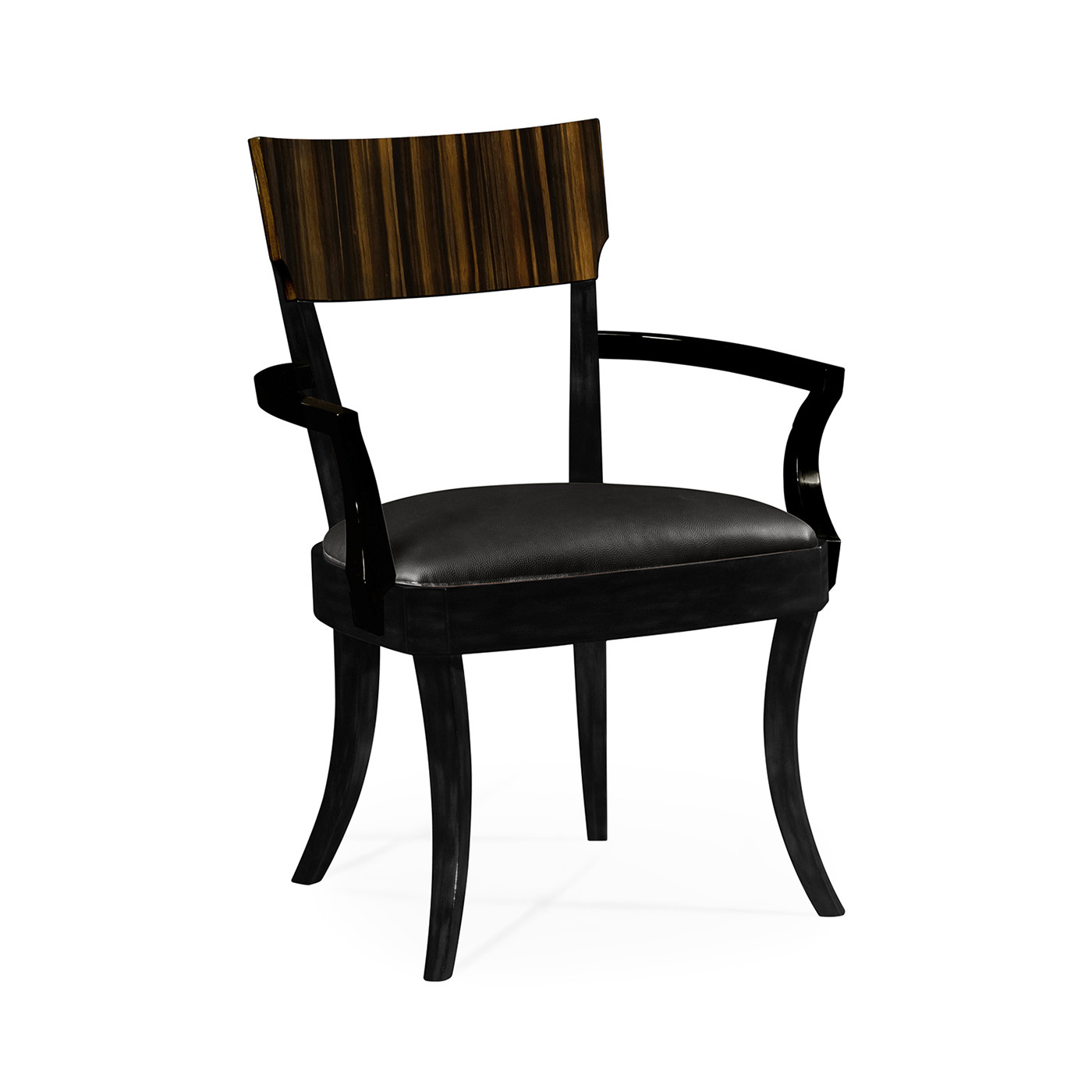 Art Deco Macassar Ebony High Lustre Dining Arm Chair