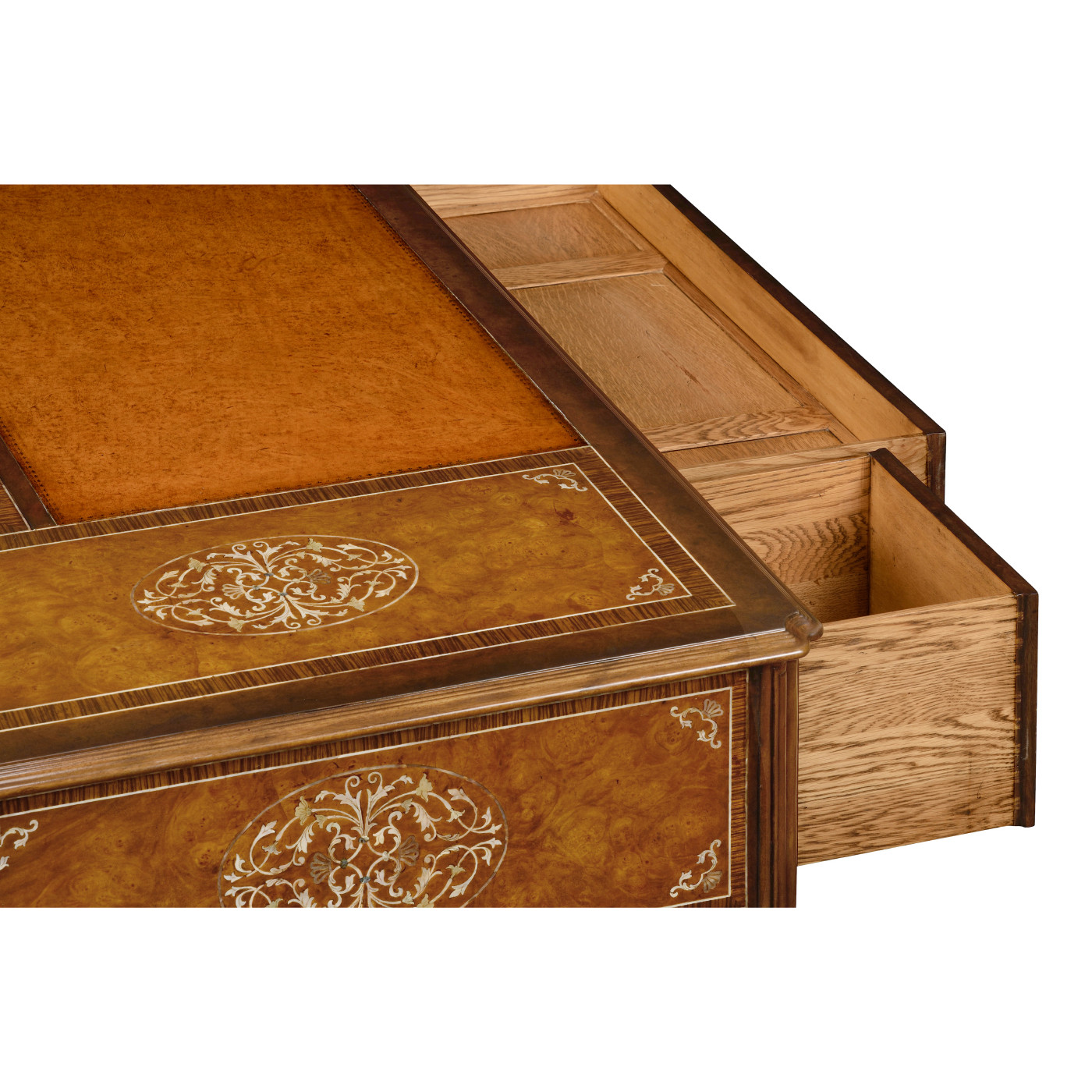 Burl and mother of pearl inlaid desk