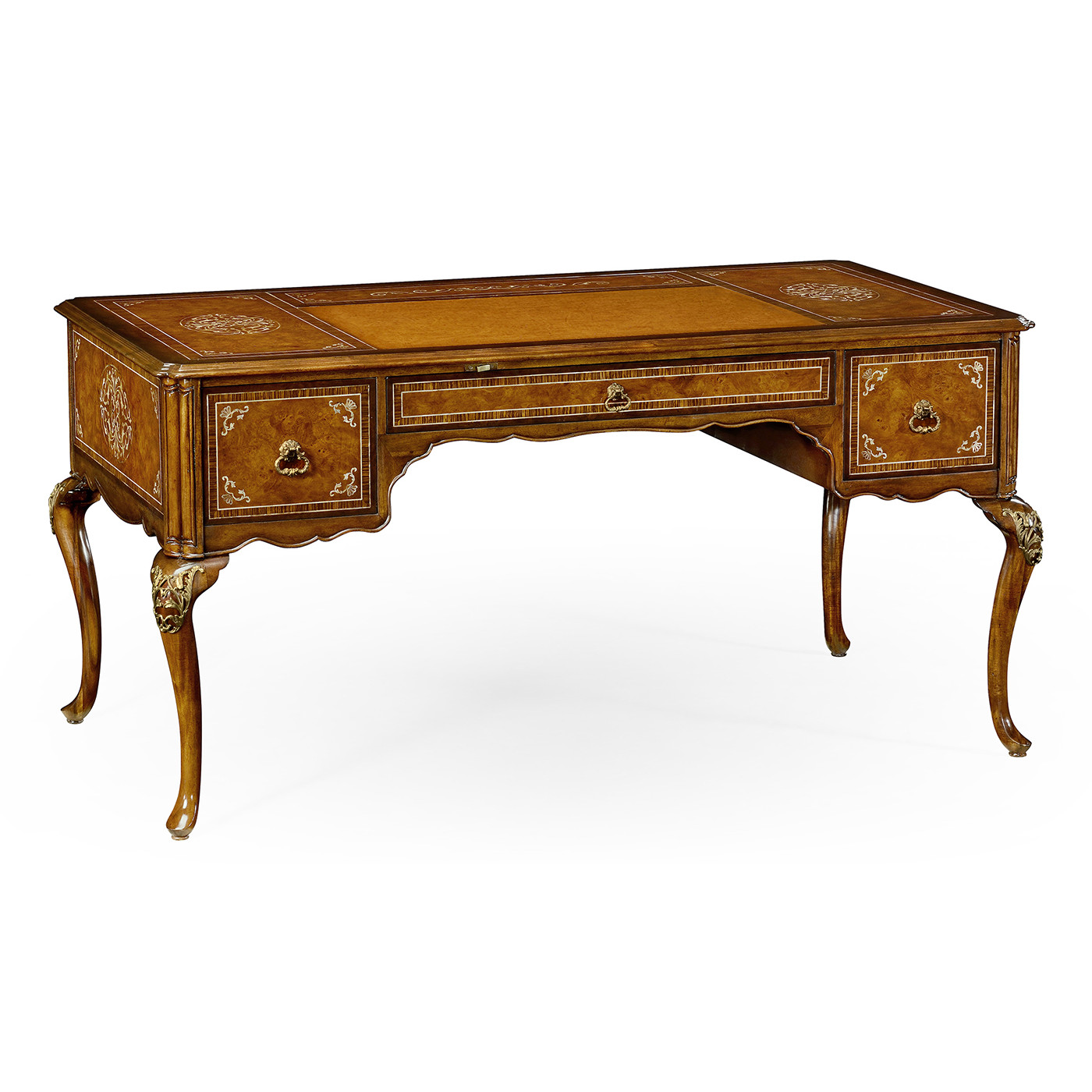 Burl and mother of pearl inlaid desk