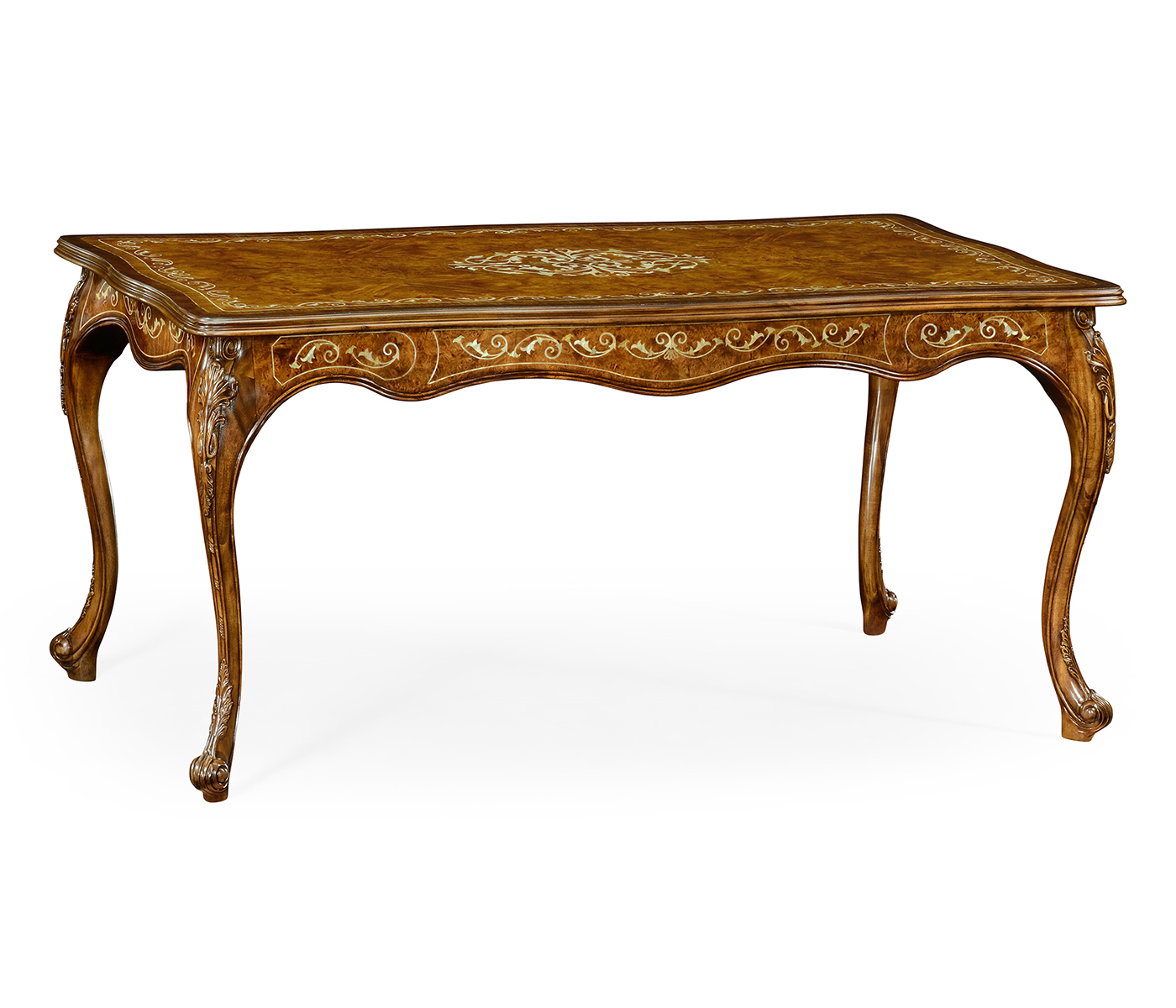 Burl and mother of pearl inlaid desk