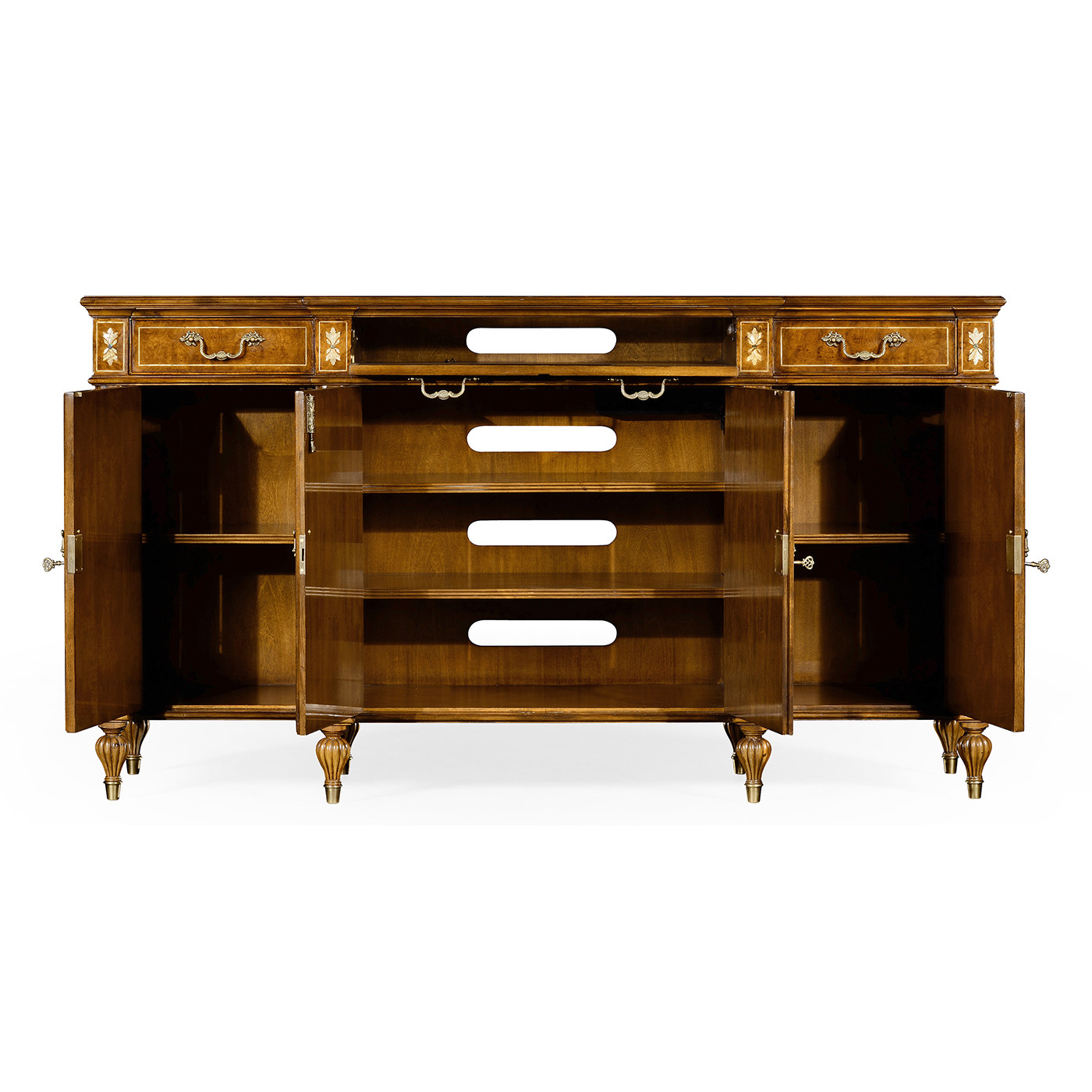 Burl & Mother of Pearl Inlaid Sideboard (Wood Door)