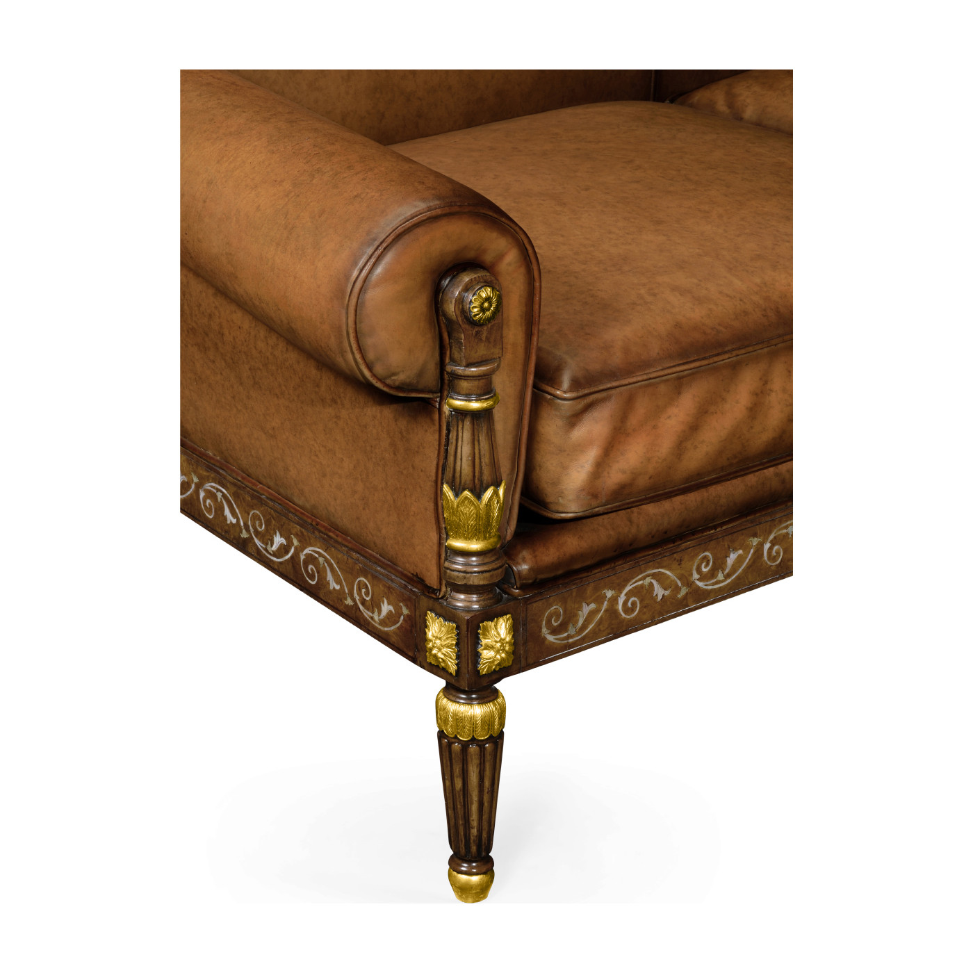 Burl & Mother of Pearl Inlaid Three-Seater Sofa