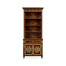 Tall Mahogany & Mother of Pearl Bookcase on Chest