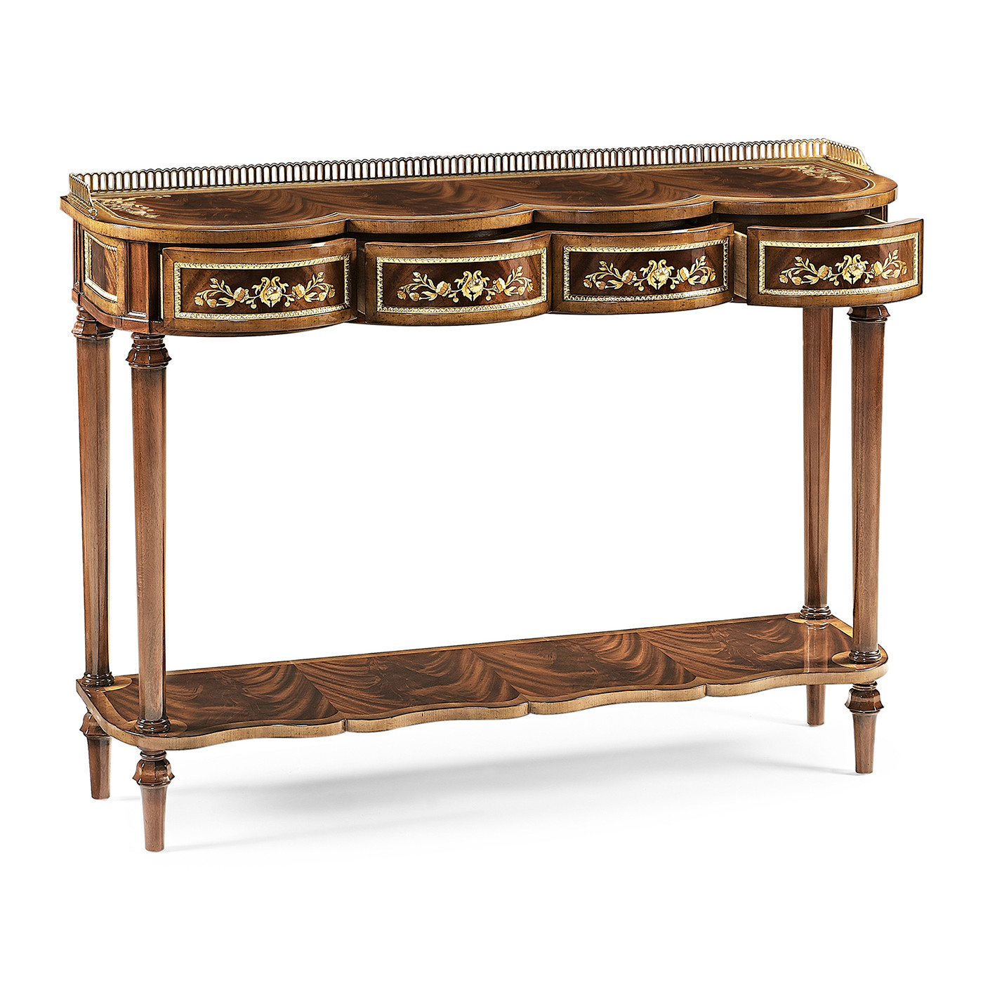 Mahogany console table with mother of pearl & marquetry