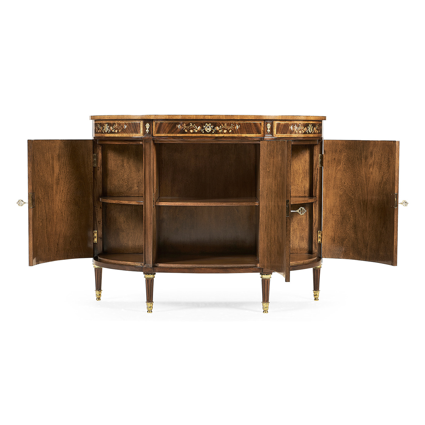 Mahogany & Mother of Pearl Demilune Cabinet