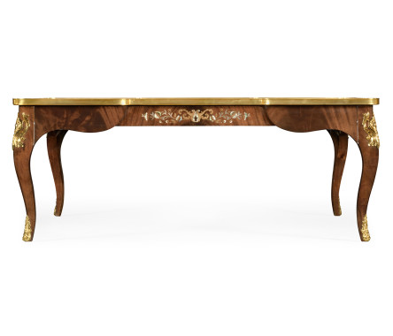 Mahogany Square Coffee Table with Brass Details