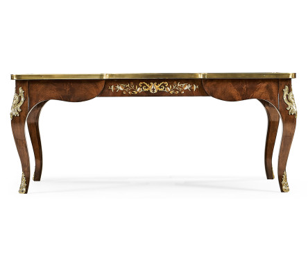 Mahogany Rectangular Coffee Table with Brass Details