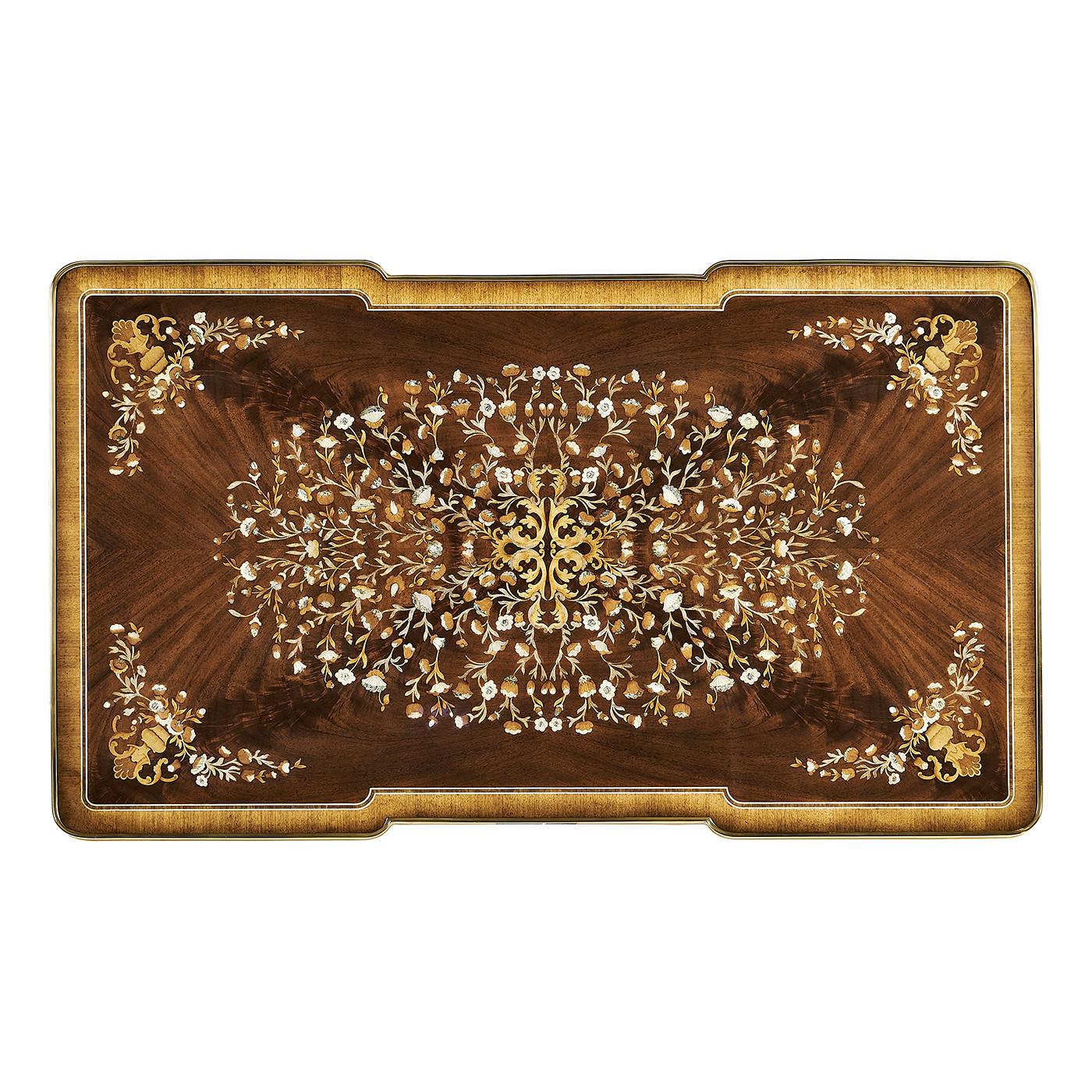 Mahogany Rectangular Coffee Table with Brass Details
