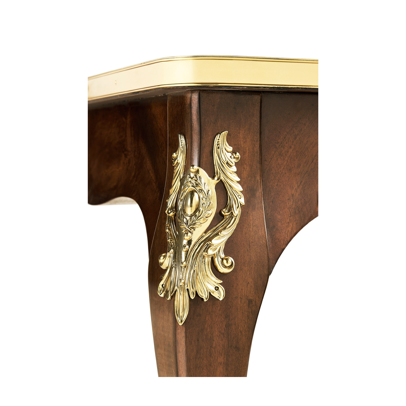 Mahogany Rectangular Coffee Table with Brass Details