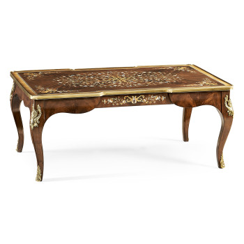 Mahogany Rectangular Coffee Table with Brass Details