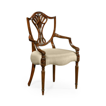 Sheraton Arm Chair with Shield Back in Mahogany High Gloss & Mop Details