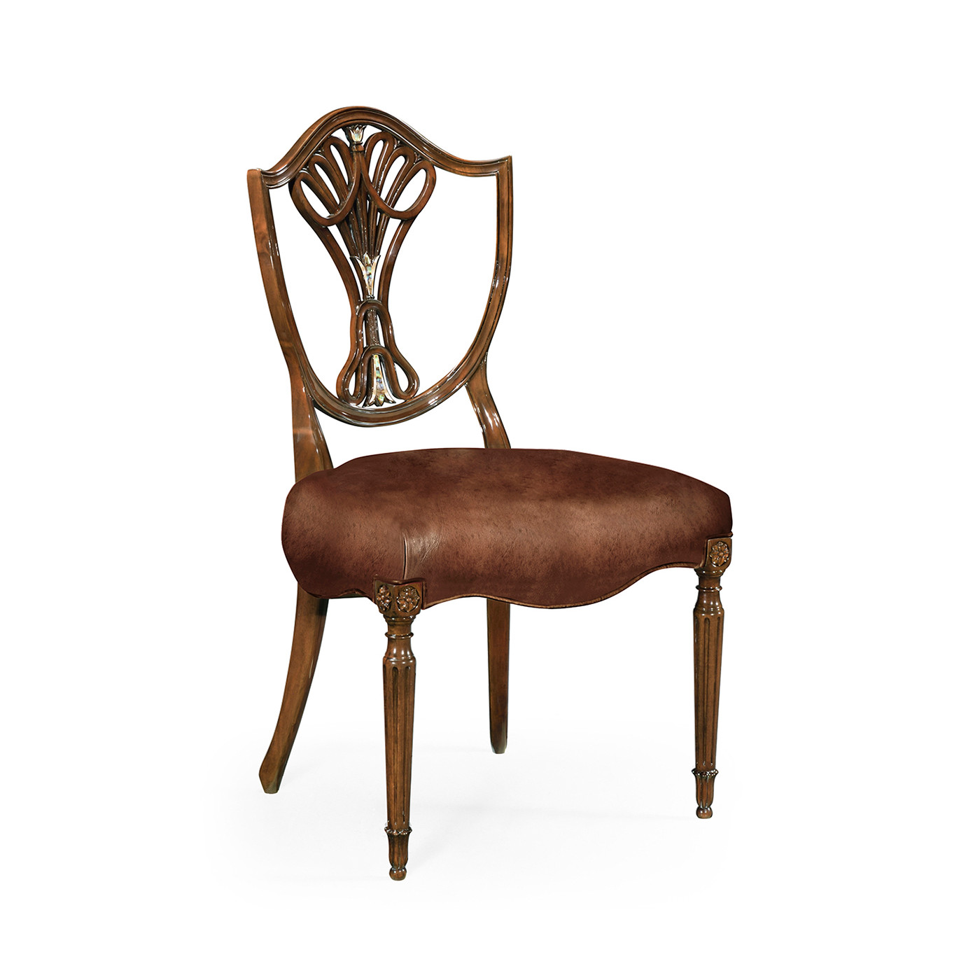 Sheraton Side Chair with Shield Back in Mahogany High Gloss & MOP Details