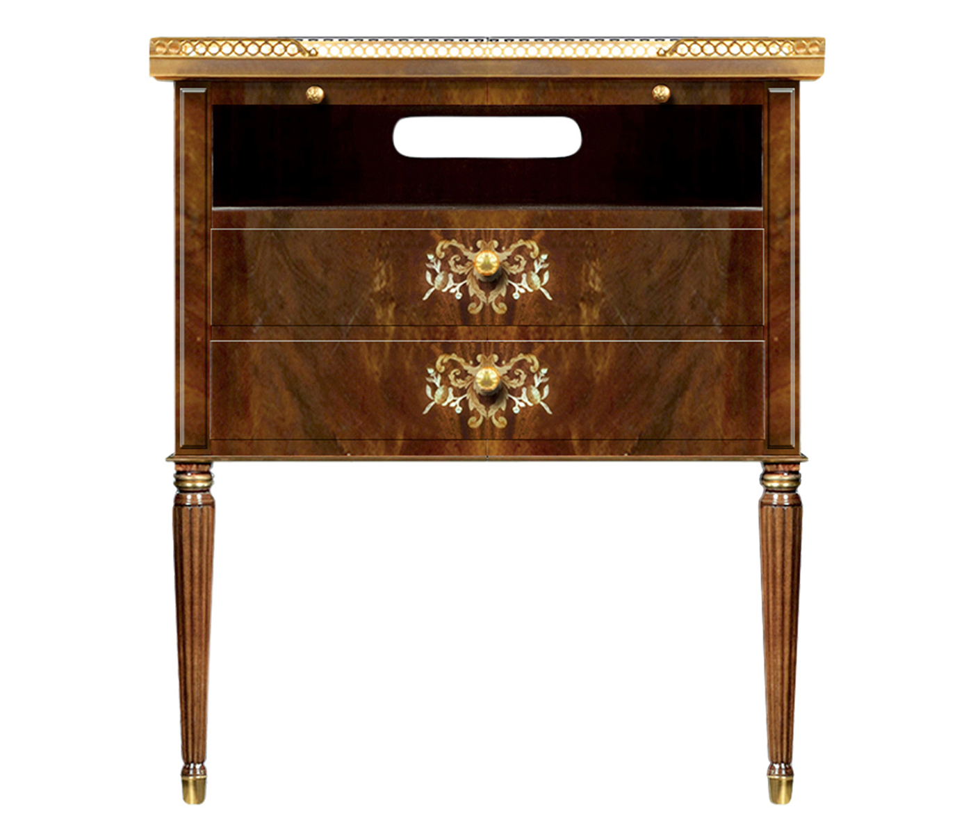 Swirl Mahogany & Mother of Pearl Nightstand