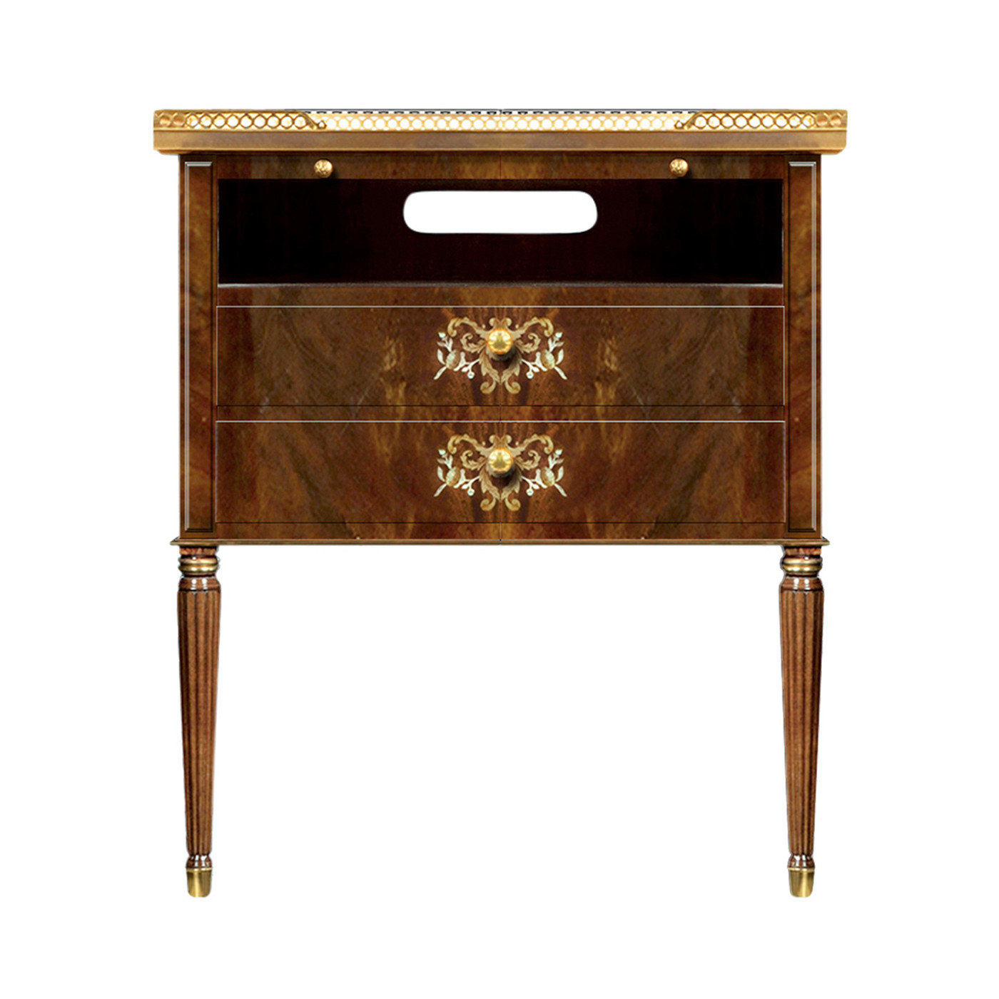 Swirl Mahogany & Mother of Pearl Nightstand