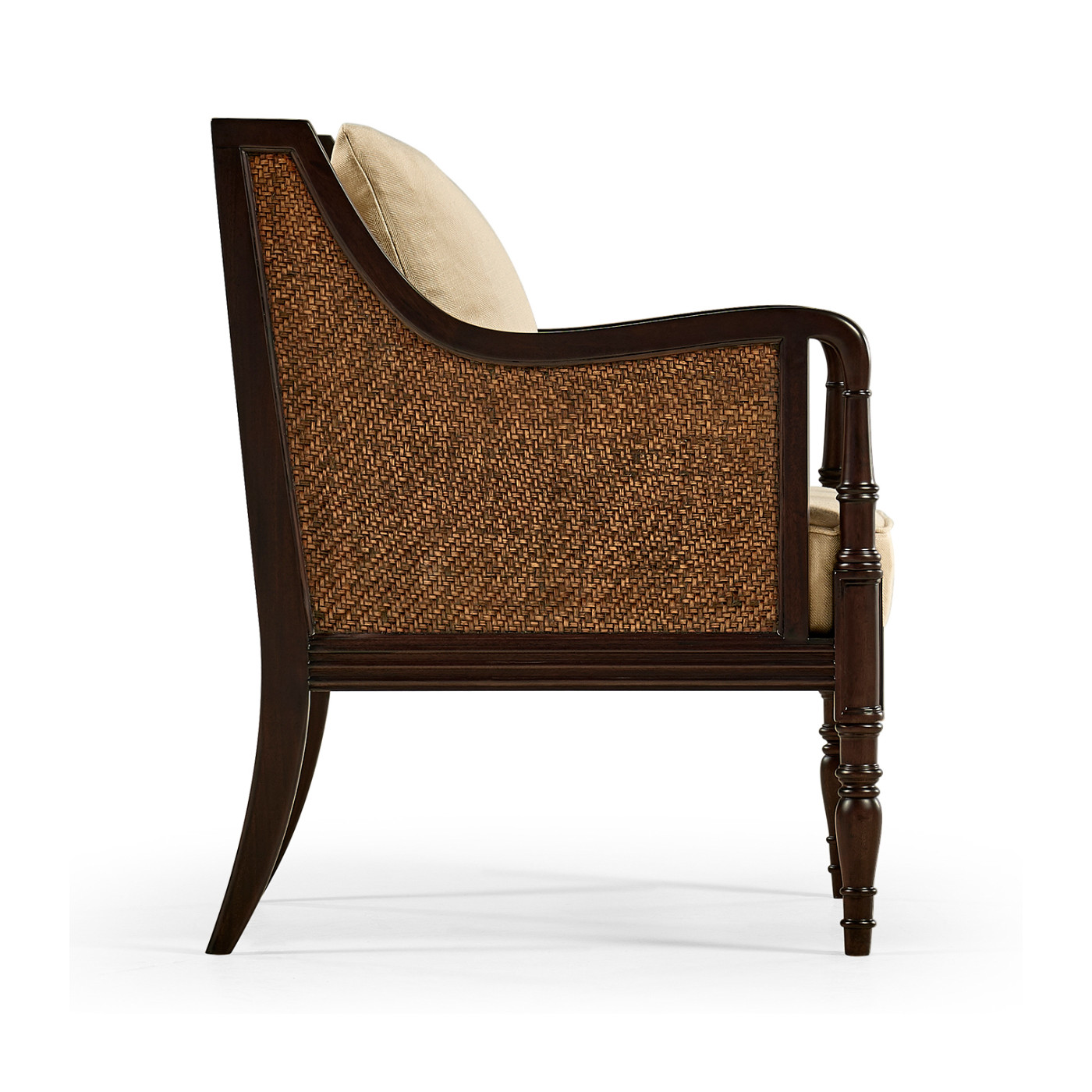 Bergere Brown Rattan Matte Sides & Back Occasional Chair
