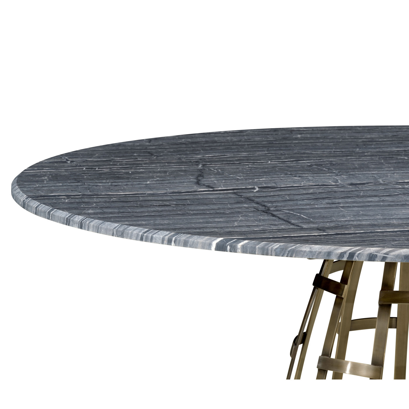 Round Geometric Dome Brass Dining Table with A Grey Marble Top 51