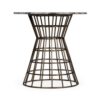 Round Geometric Antique Brass Centre Table with a Grey Marble Top 25