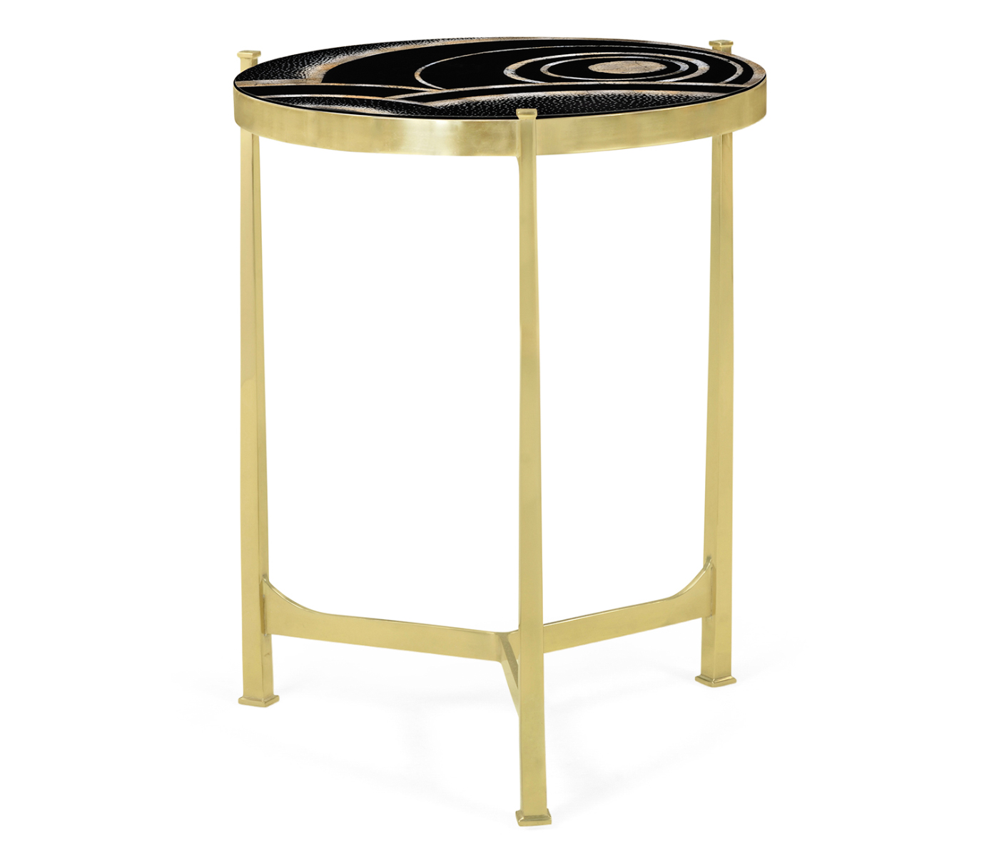 Medium Solid Brass & Eggshell & Laquer Top Round Lamp Table