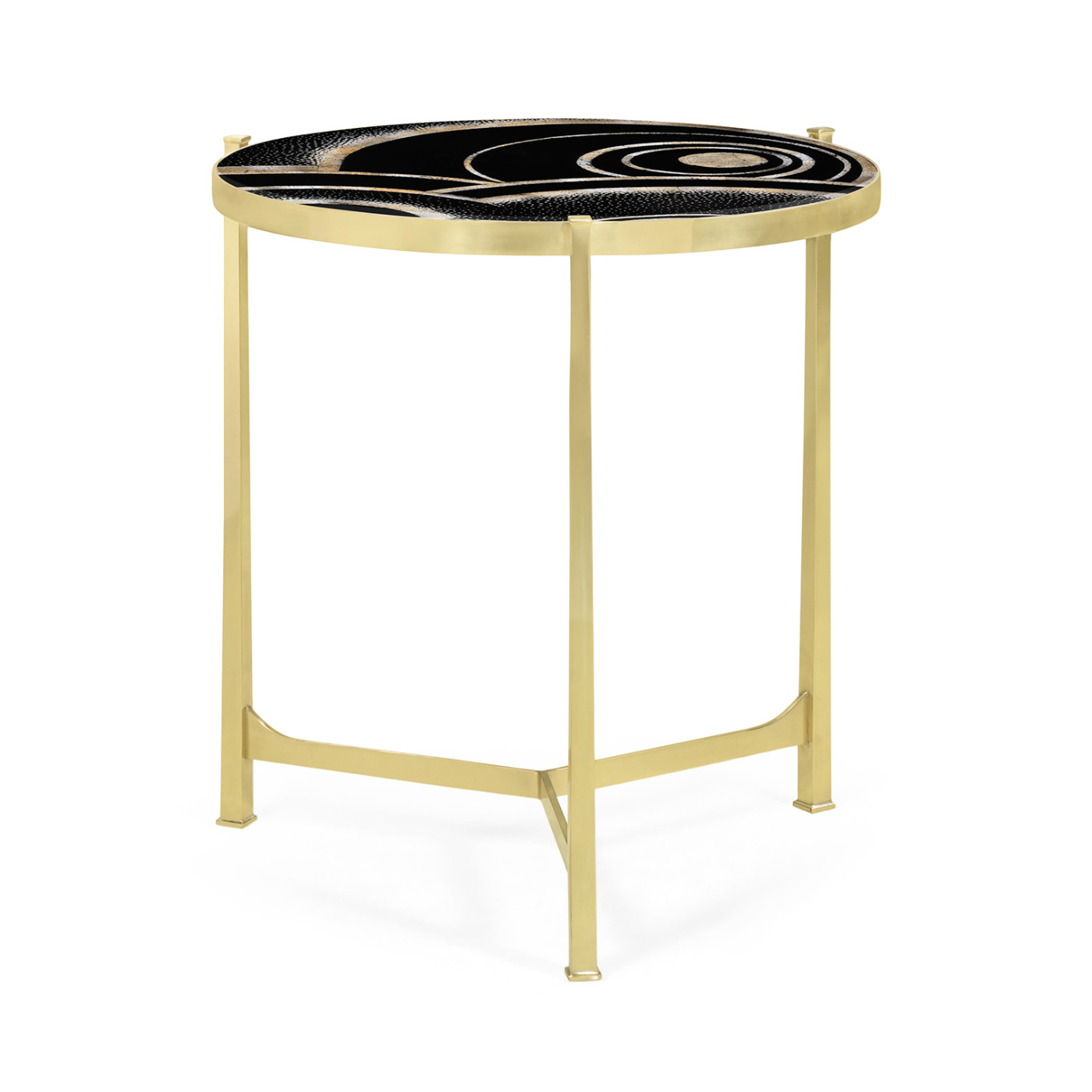 Large Solid Brass & Eggshell & Laquer Top Round Lamp Table