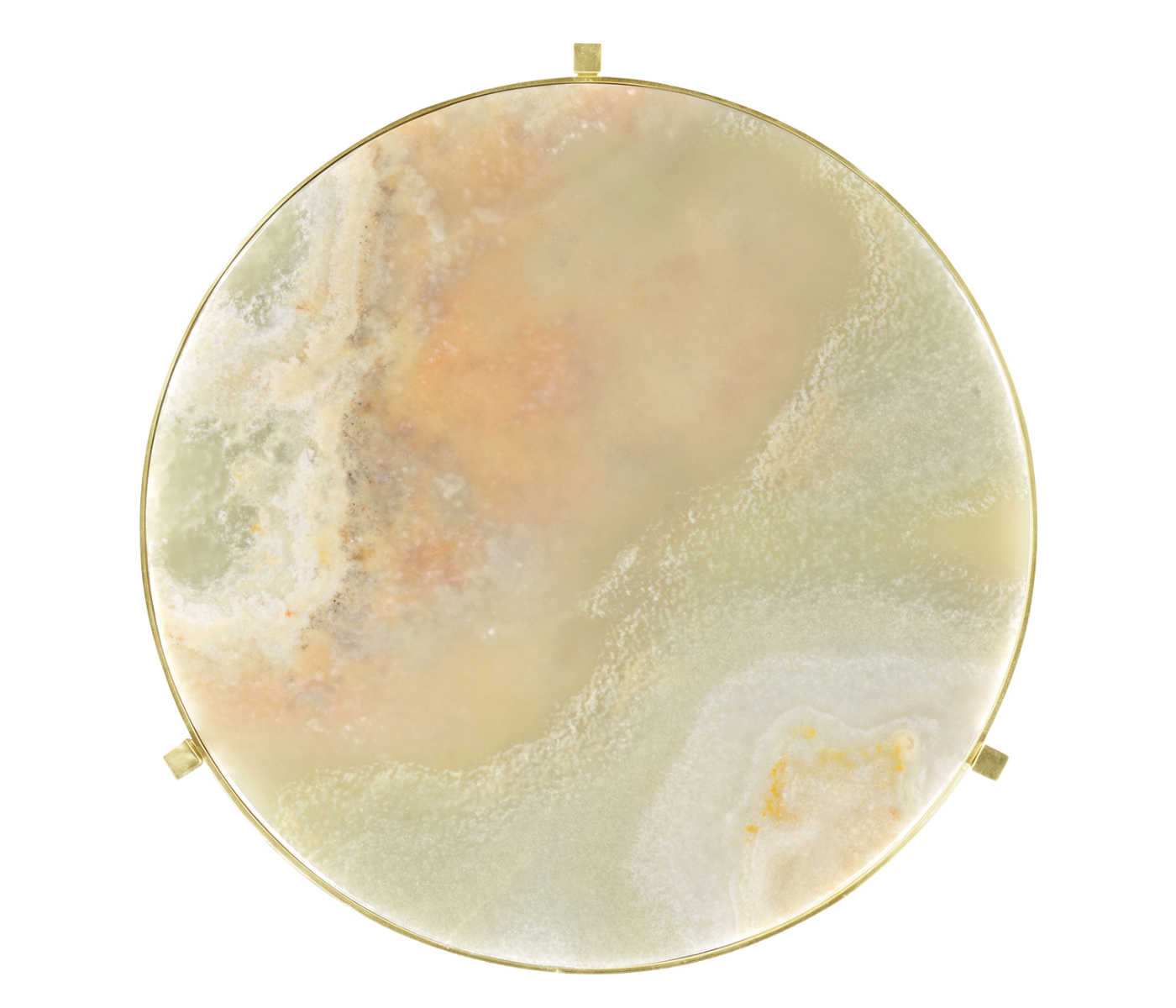 Large Solid Brass & Green Onyx Top Round Lamp Table