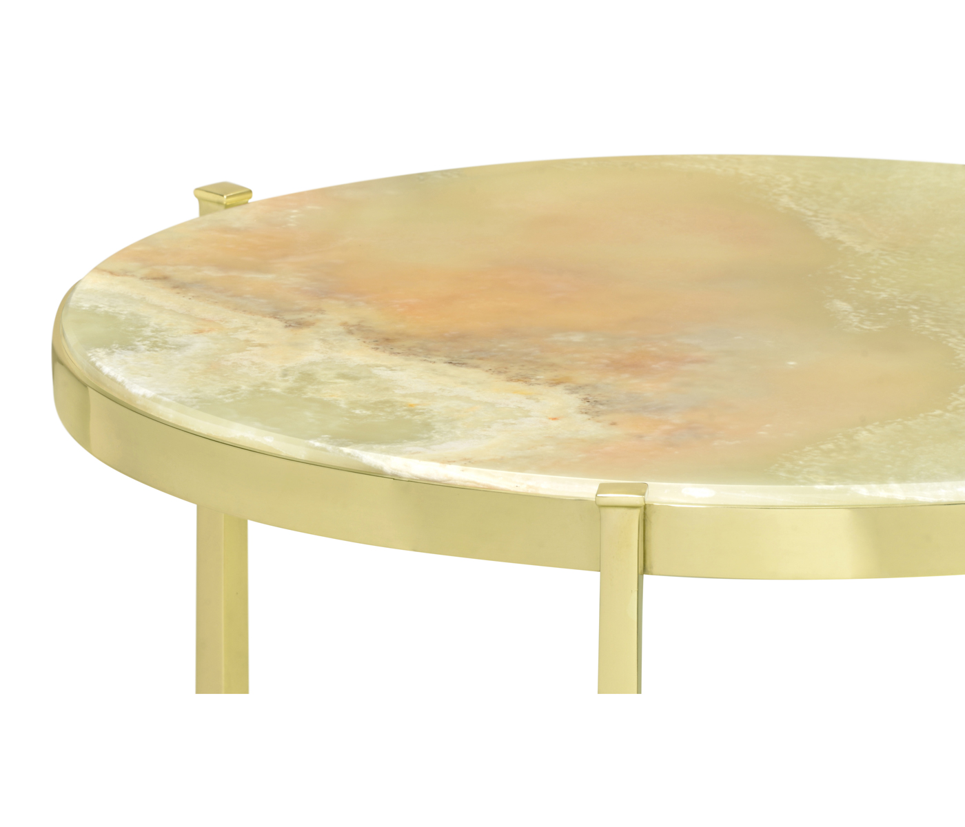 Large Solid Brass & Green Onyx Top Round Lamp Table