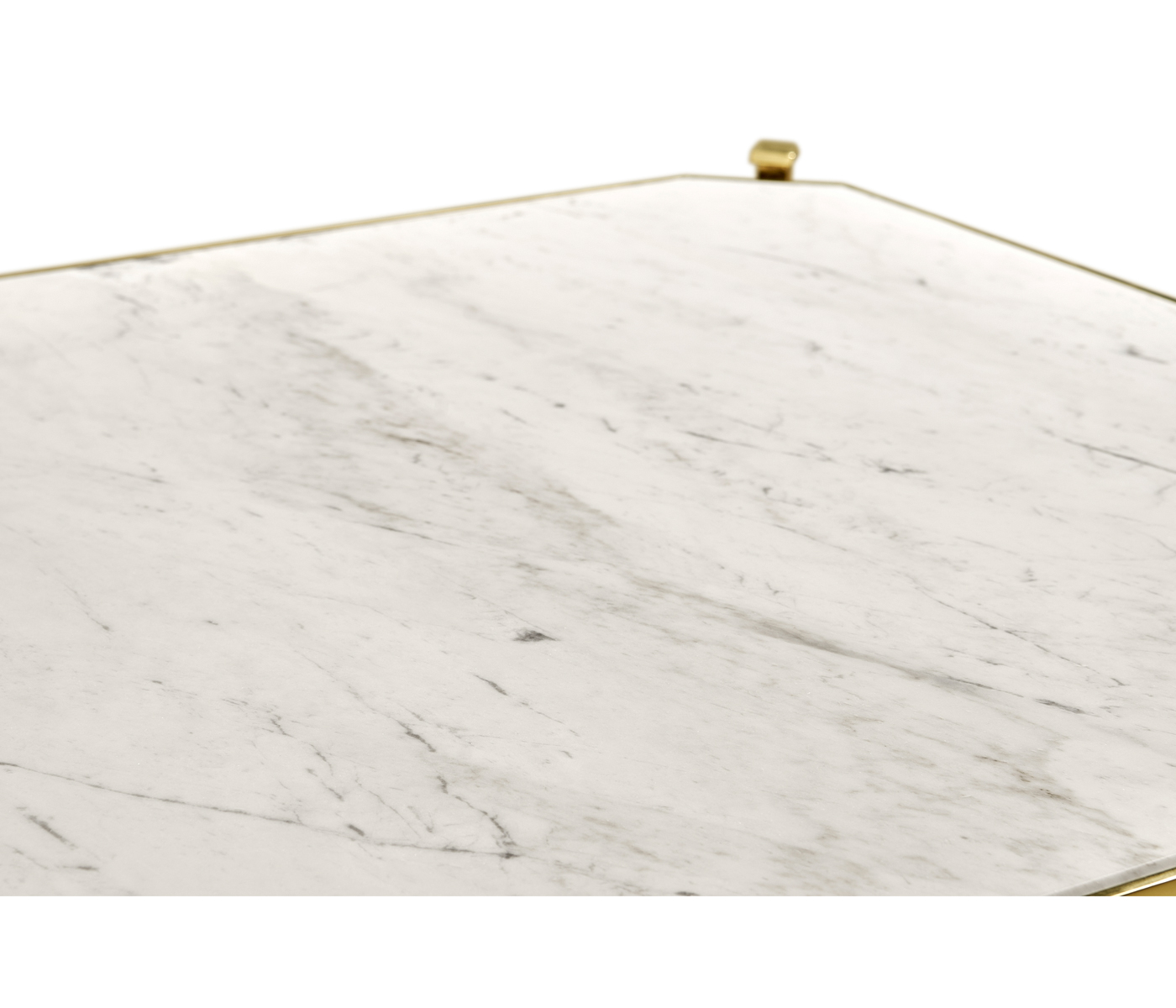Rectangular Solid Brass & Blanco Equador Marble Top Coffee Table