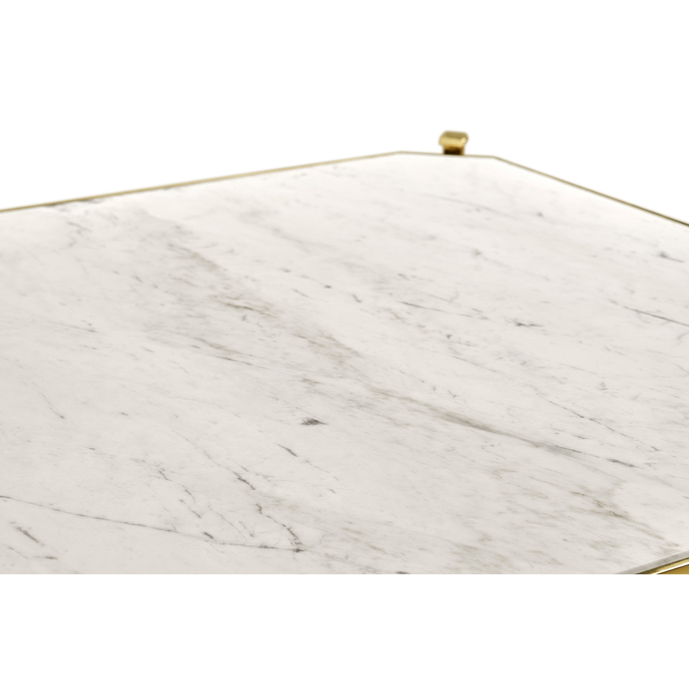 Rectangular Solid Brass & Blanco Equador Marble Top Coffee Table