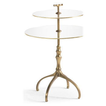 Round Bronze & Glass Side Table