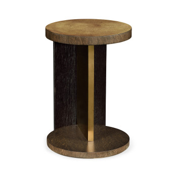 Round Oak with Large Oyster Side Table