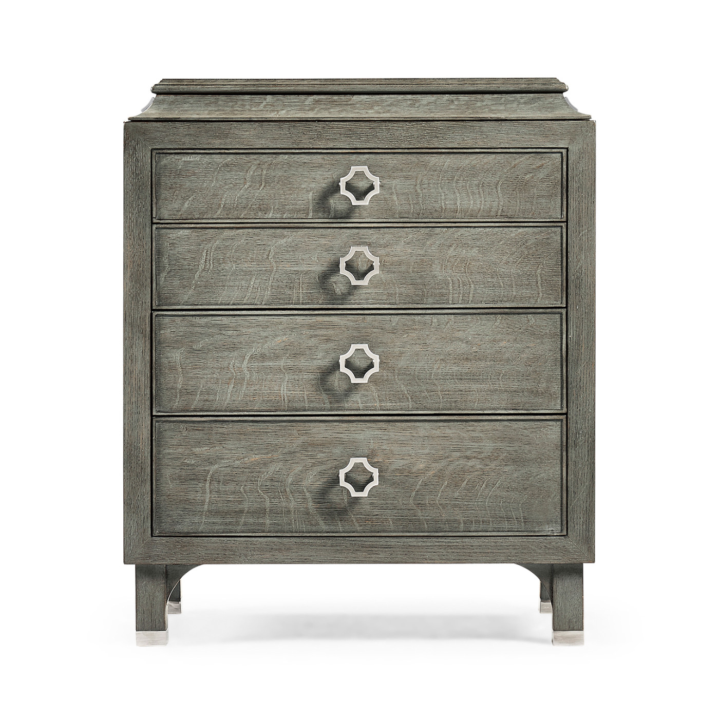 Small Pewter Oak Chest of Drawers
