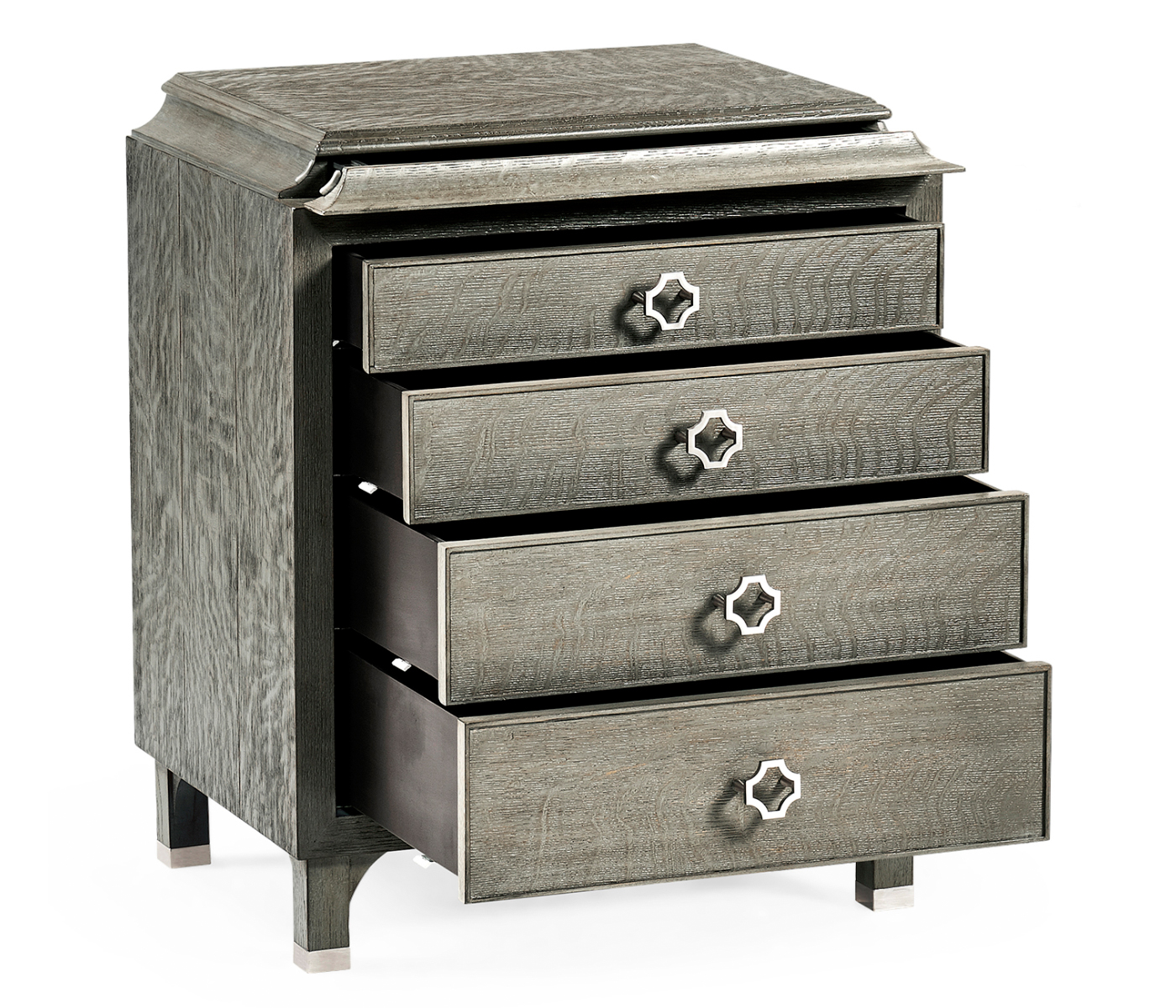Small Pewter Oak Chest of Drawers