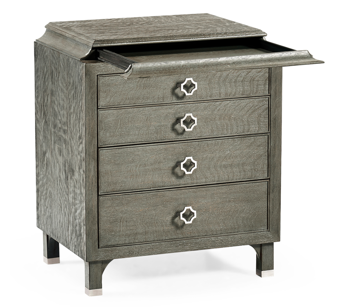 Small Pewter Oak Chest of Drawers