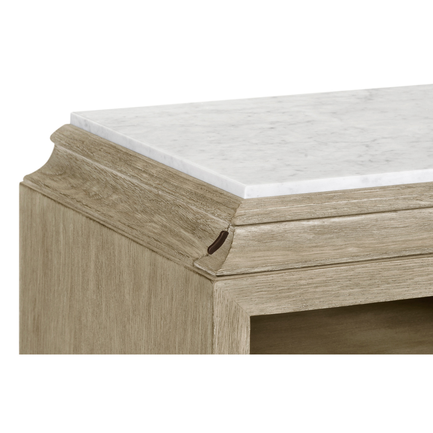 Greyed Oak Nightstand with Marble Top