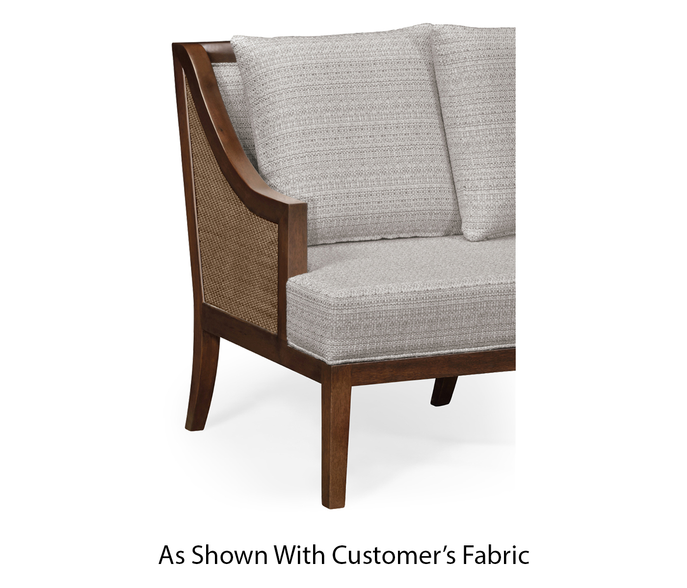 Tan Rattan Outdoor Corner Sofa, Upholstered in COM