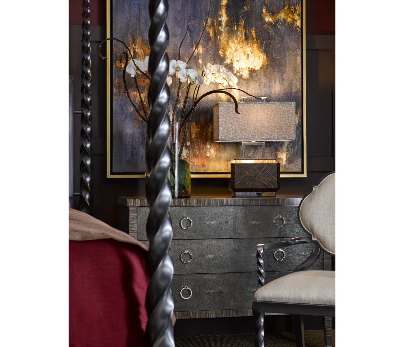 Tropical Walnut & Black Barleytwist US King Bed