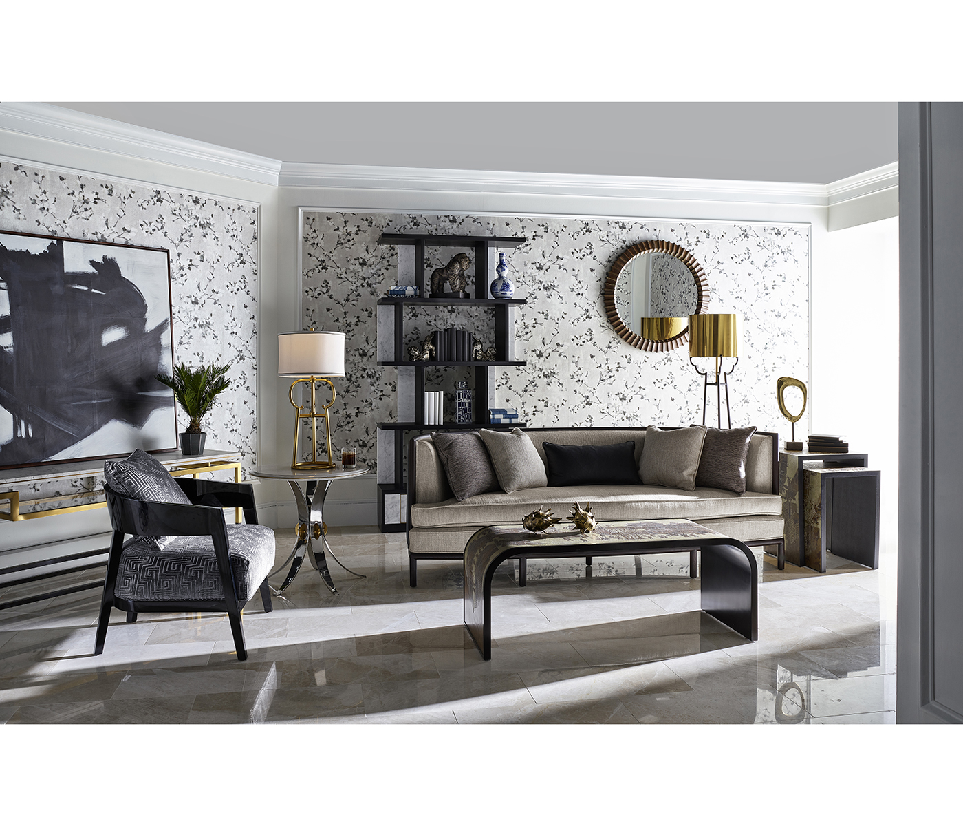 Smoky Black Tub Chair with Back Pillow