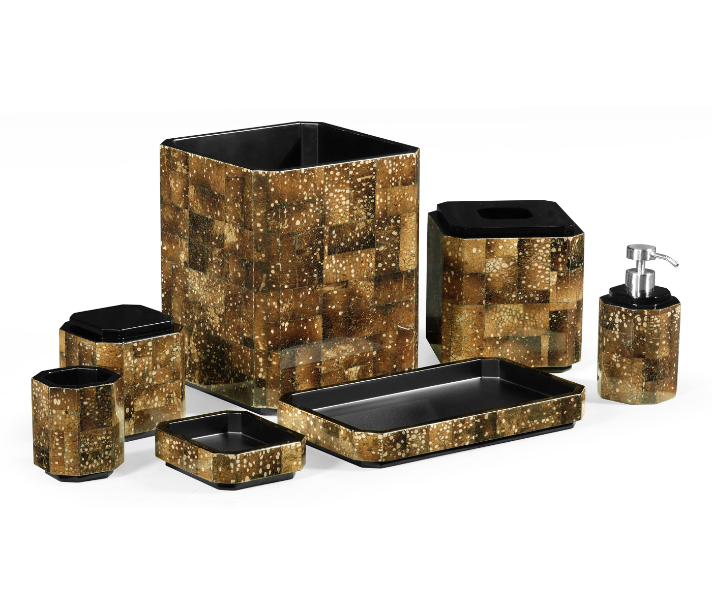 Dark Black Eggshell Bathroom Accessory Set