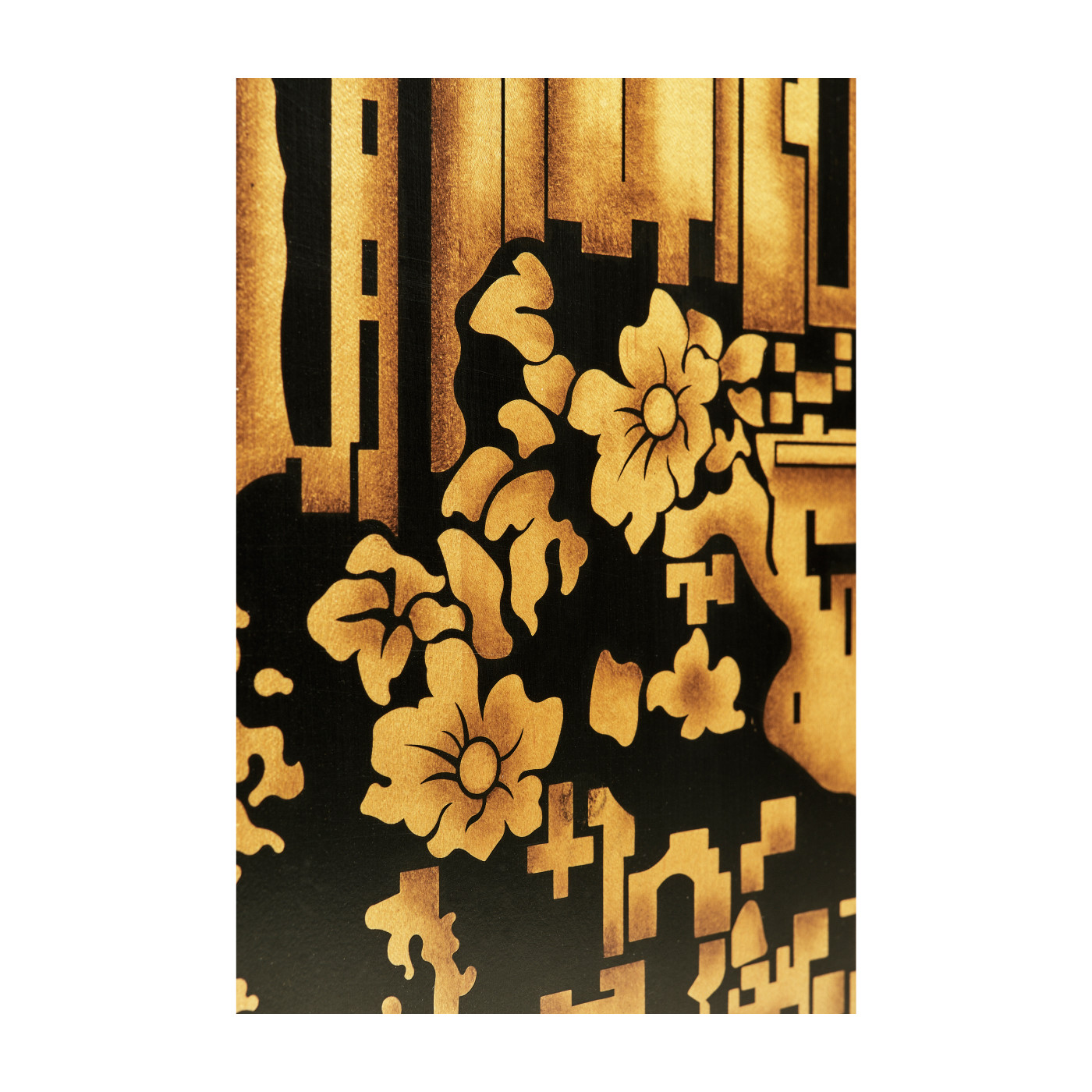 Dark Gold Walnut & Hand Painted TV Cabinet