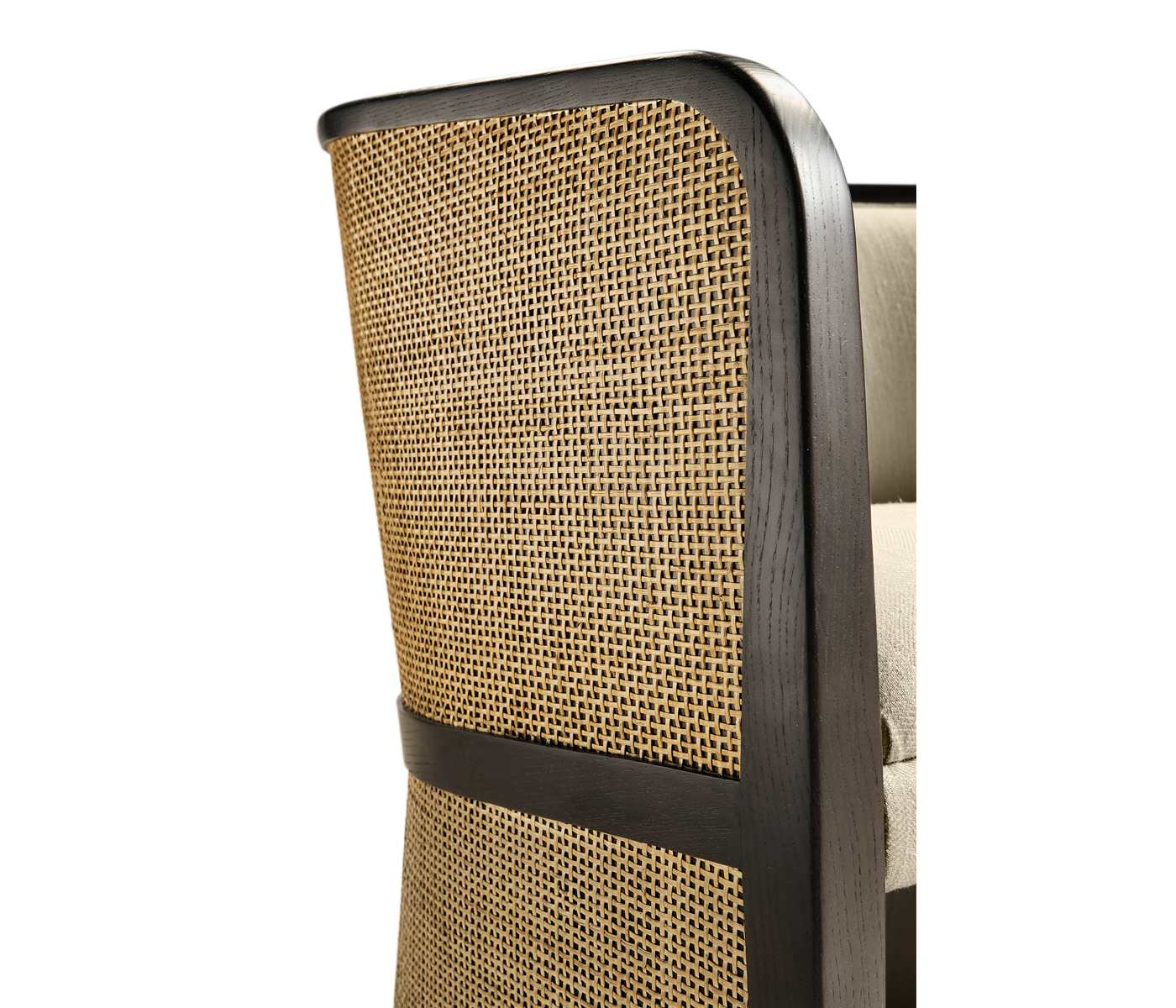Dark Brown Ash & Woven Rattan Tub Chair
