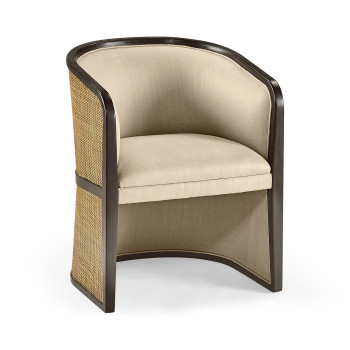 Dark Brown Ash & Woven Rattan Tub Chair