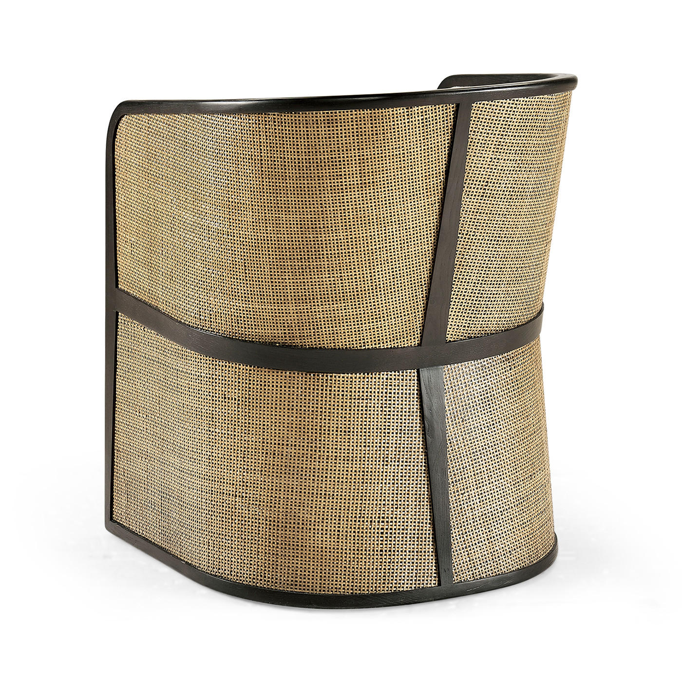 Dark Brown Ash & Woven Rattan Tub Chair