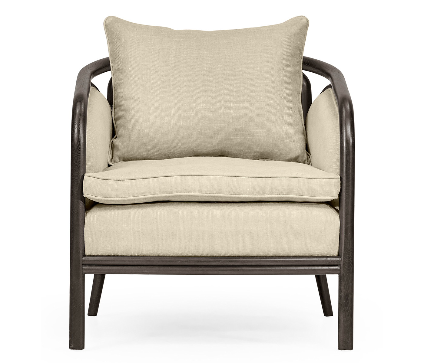 Dark Brown Ash & Woven Rattan Occasional Chair